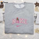 Custom Pink Bratz Doll x Nike Swoosh Embroidered Sweatshirt: B Gift for Men Women Family Gifts Nike Embroidered Hoodie