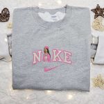 Custom Pink Bratz Doll x Nike Swoosh Embroidered Sweatshirt: B Gift for Men Women Family Gifts Nike Embroidered Hoodie