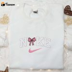 Pink Coquette Bow x Nike Embroidered Shirt & Hoodie – Perfect Girls Gift Nike Inspired Stylish & Trendy