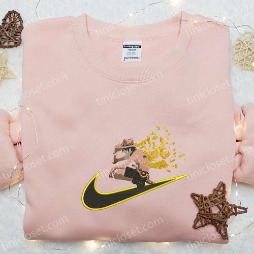 Portgas D Ace x Swoosh Embroidered Sweatshirt: B Gift for Men Women Anime Shirt Perfect Gift for All Occasions