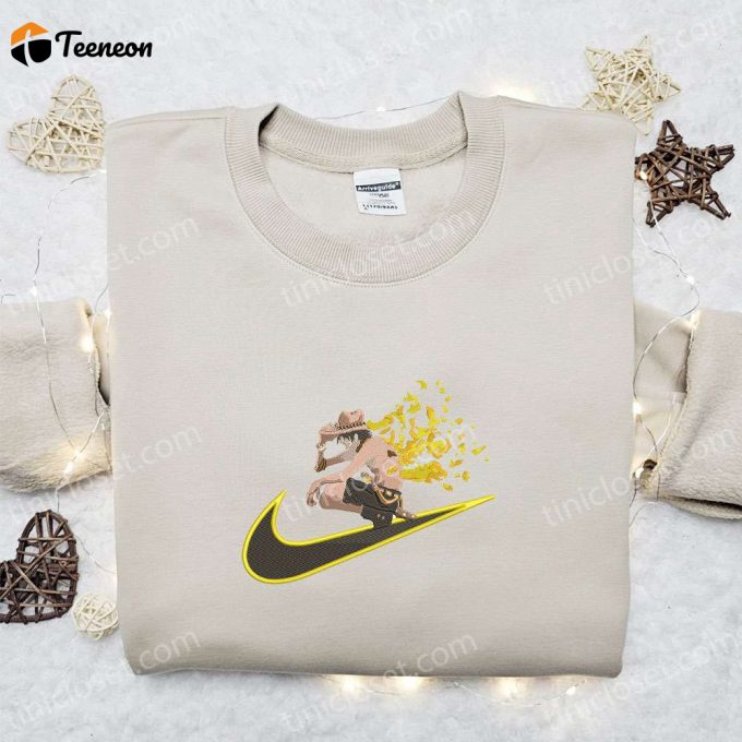 Portgas D Ace X Swoosh Embroidered Sweatshirt: B Gift For Men Women Anime Shirt Perfect Gift For All Occasions