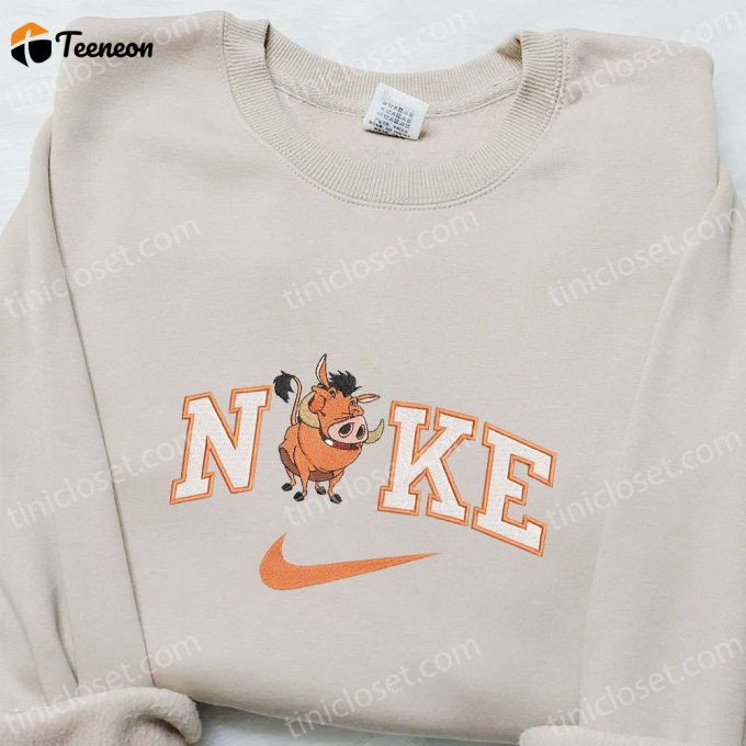 Pumbaa X Nike Cartoon Embroidered Sweatshirt &Amp;Amp; Disney Characters T-Shirt: B Gift For Men Women Family Gift Ideas