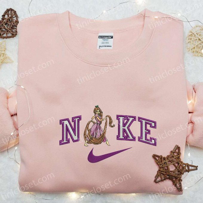 Rapunzel X Nike Cartoon Embroidered Shirt: Custom T-Shirt Perfect Family Gift