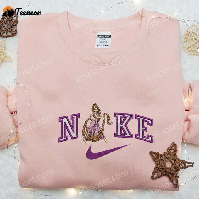 Rapunzel X Nike Cartoon Embroidered Shirt: Custom T-Shirt Perfect Family Gift