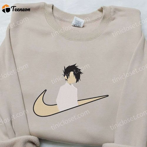 Ray x Nike Swoosh Anime Hoodie The Promised Neverland Embroidered Shirt Nike Inspired Tee