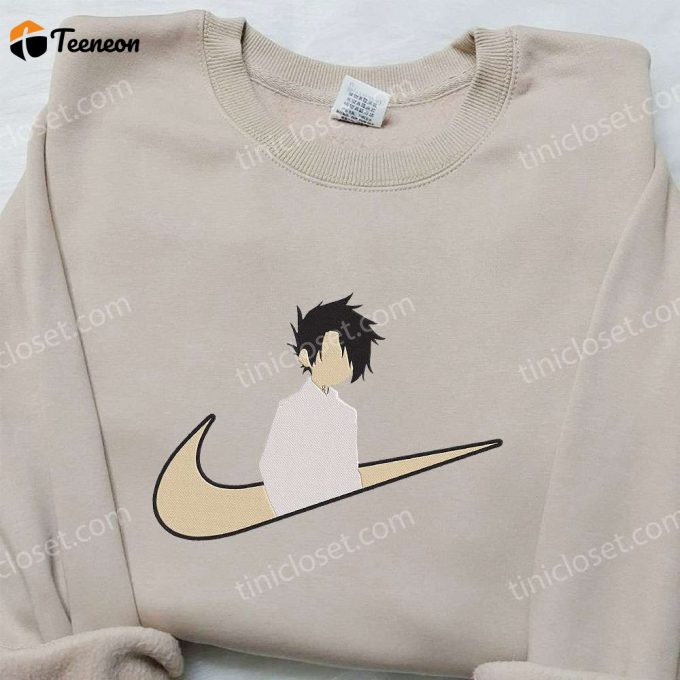 Ray X Nike Swoosh Anime Hoodie The Promised Neverland Embroidered Shirt Nike Inspired Tee