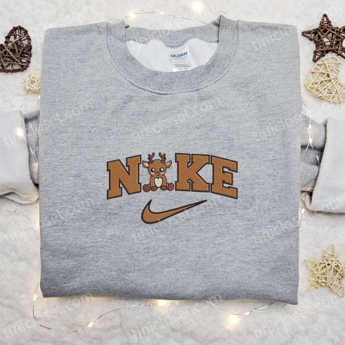 Reindeer Christmas x Nike Embroidered Hoodie & Shirt: B Gift for Men Women Family Christmas Gift Ideas