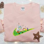 Rick and Morty x Swoosh Cartoon Hoodie: Trendy Embroidered Clothing Perfect Family Gift