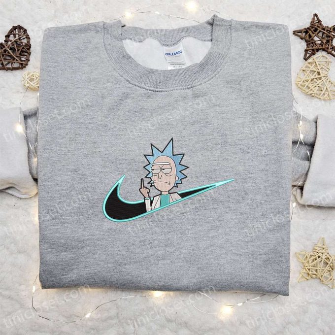 Rick Sanchez X Swoosh Cartoon Hoodie: Embroidered Cartoon Clothing Perfect Family Gift