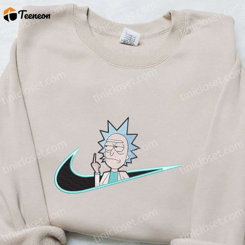 Rick Sanchez x Swoosh Cartoon Hoodie: Embroidered Cartoon Clothing Perfect Family Gift