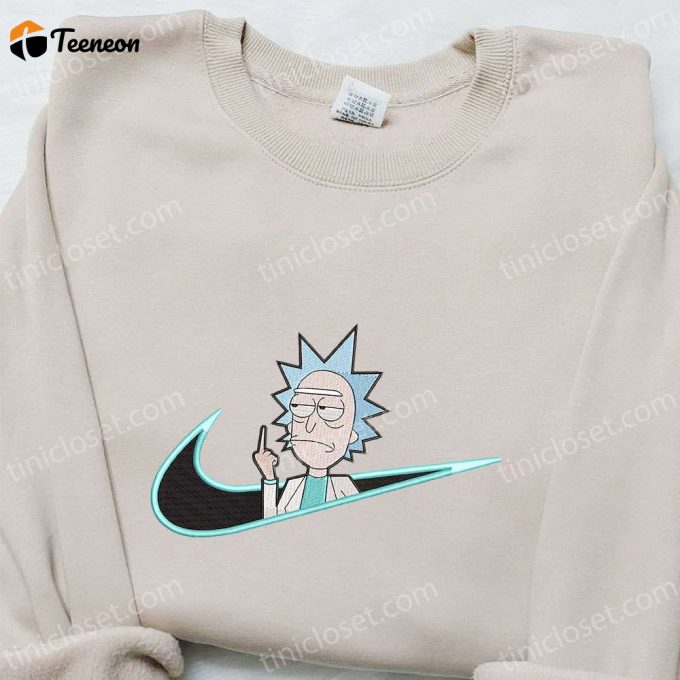 Rick Sanchez X Swoosh Cartoon Hoodie: Embroidered Cartoon Clothing Perfect Family Gift