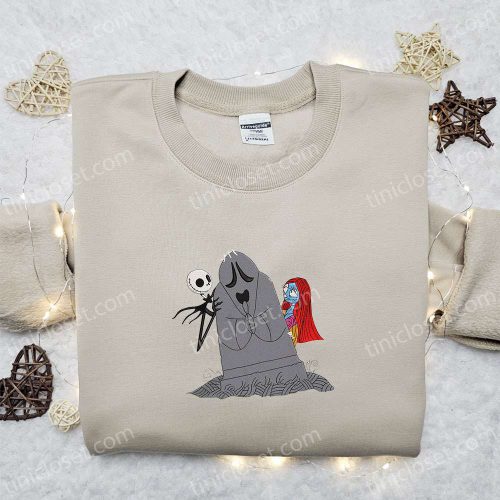 Exclusive Jack Skellington and Sally Embroidered Shirt: Nightmare Before Christmas Characters T-shirt Nike Inspired Sweatshirt