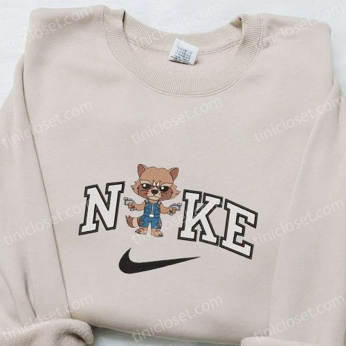 Rocket Raccoon x Nike Movie Embroidered Sweatshirt & Marvel Cinematic Universe T-shirt: B Gift for Men Women Family Gift Ideas