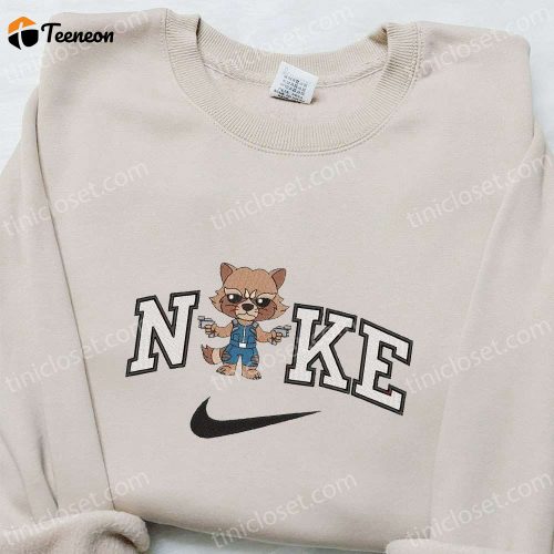 Rocket Raccoon x Nike Movie Embroidered Sweatshirt & Marvel Cinematic Universe T-shirt: B Gift for Men Women Family Gift Ideas