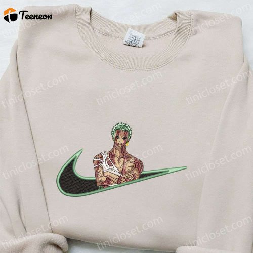 Roronoa Zoro x Swoosh Anime Hoodie: Cool Embroidered Clothing for Family Perfect Gift Idea