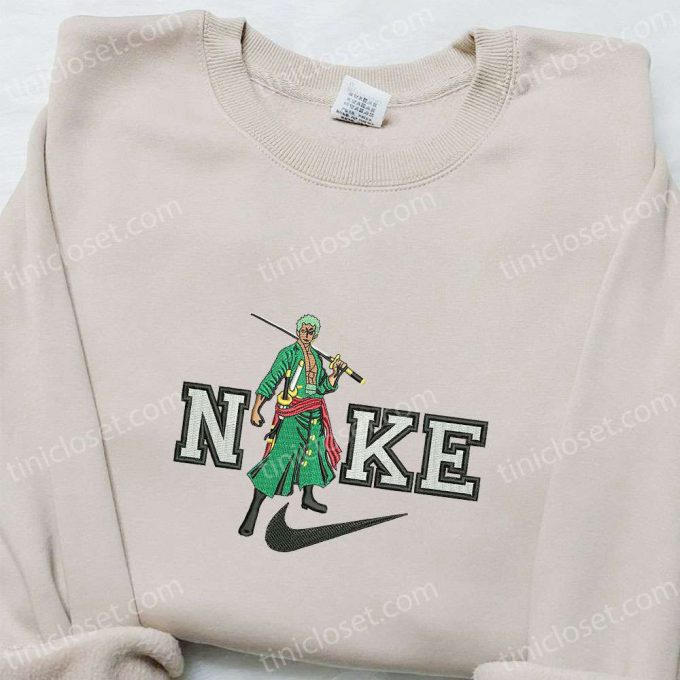 Roronoa Zoro X Nike Anime Embroidered Sweatshirt – One Piece &Amp; Nike Inspired Hoodie