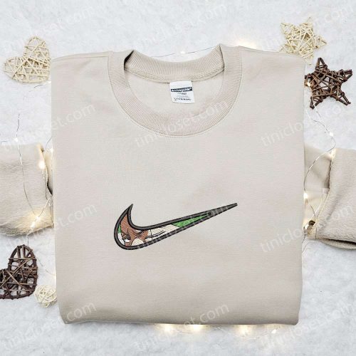 Roronoa Zoro x Swoosh Anime Embroidered Hoodie & Shirt: B Gift for Men Women Family Gift Ideas with One Piece D Gift for Men Women