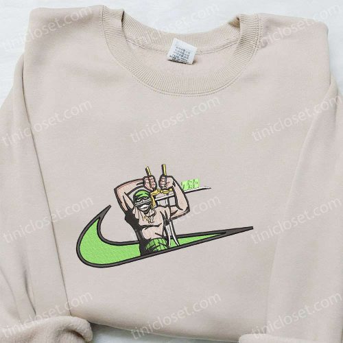 Roronoa Zoro x Swoosh Embroidered Sweatshirt: B Gift for Men Women One Piece Shirt Perfect Family Gift