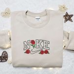 Rose Flower x Nike Embroidered Sweatshirt – Nike Inspired Shirt Perfect Family Gift