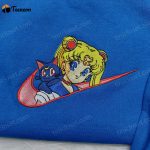 Sailor Moon x Nike Embroidered Sweatshirt: Anime-inspired Nike Logo Shirt Perfect Anime Gift for Her