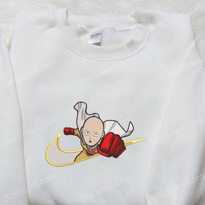 Saitama X Swoosh Anime Embroidered Hoodie: Cool Anime Clothing &Amp; B Gift For Men Women Family Gift Ideas