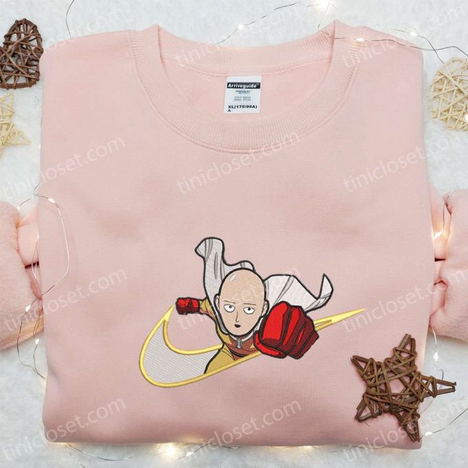 Saitama X Swoosh Anime Embroidered Hoodie: Cool Anime Clothing &Amp; B Gift For Men Women Family Gift Ideas