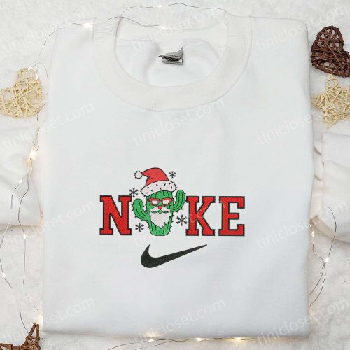 Santa Claus Cactus x Nike Christmas Embroidered Sweatshirt & Shirt: B Gift for Men Women Christmas Gift Ideas