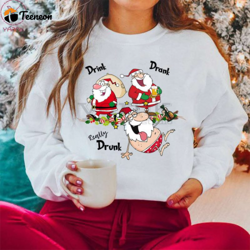 Get Festive with the Santa Drink Drank Drunk Christmas Shirt – Perfect Holiday Gift!