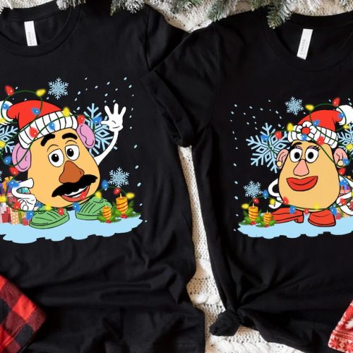 Christmas Disney Couple Matching T-shirt: Santa Mr and Mrs Potato Head – Festive Apparel for Couples!