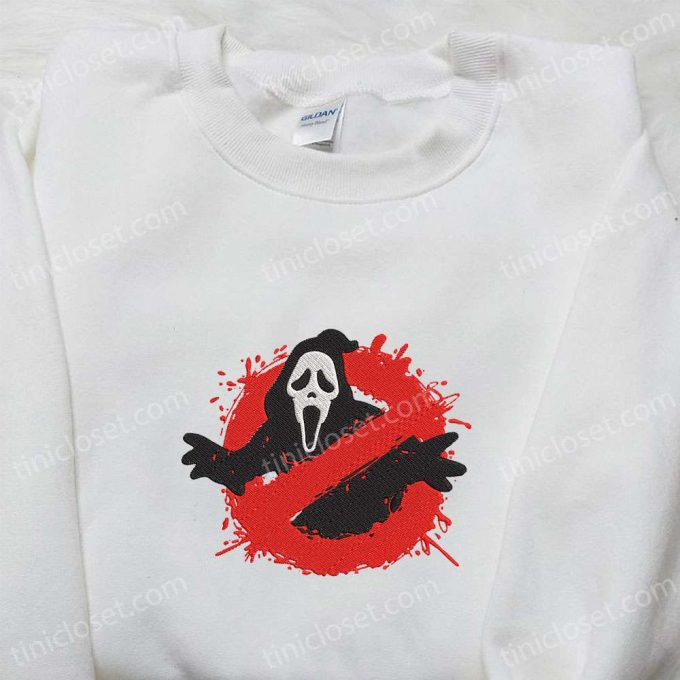 Scream Ghostface Embroidered Sweatshirt: A Must-Have for Horror Movie Fans! B Gift for Men Women Gift Idea!