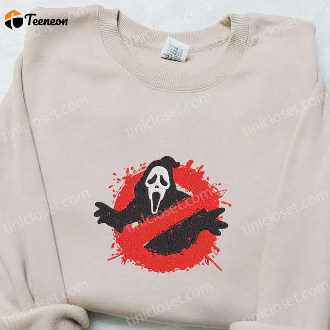 Scream Ghostface Embroidered Sweatshirt: A Must-Have for Horror Movie Fans! B Gift for Men Women Gift Idea!