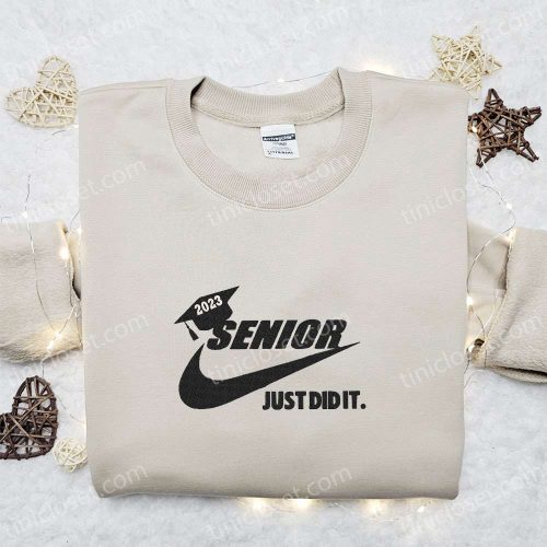 Senior 2023 x Nike Hoodie & Back to School Embroidered Shirt – B Gift for Men Women Family Gift Ideas