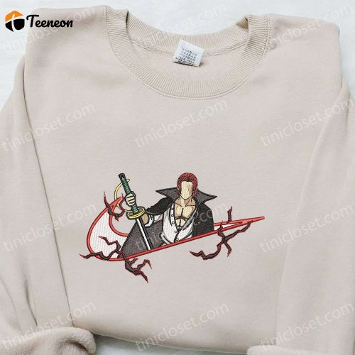 Shank Haki x Swoosh Anime Sweatshirt – Cool Embroidered Clothing for Family B Gift for Men Women Gift Ideas