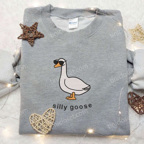 Silly Goose with Sunglasses Embroidered Shirt – Animal & Funny D Gift for Men Women