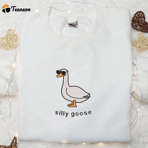 Silly Goose with Sunglasses Embroidered Shirt – Animal & Funny D Gift for Men Women