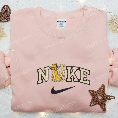 Simba and Nala x Nike Cartoon Embroidered Sweatshirt – Disney Characters Custom Shirt