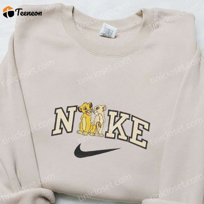 Simba And Nala X Nike Cartoon Embroidered Sweatshirt – Disney Characters Custom Shirt