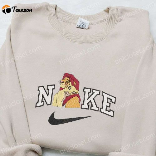 Disney Characters Embroidered Sweatshirt & T-shirt: Simba and Nala x Nike B Gift for Men Women Family Gift Ideas!