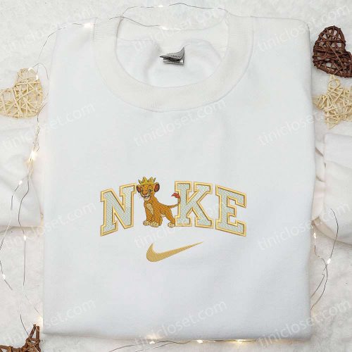 Simba King x Nike Cartoon Embroidered Sweatshirt: B Gift for Men Women Nike Inspired Shirt Perfect Family Gift Idea