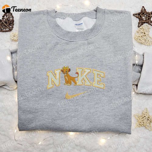 Simba King x Nike Cartoon Embroidered Sweatshirt: B Gift for Men Women Nike Inspired Shirt Perfect Family Gift Idea