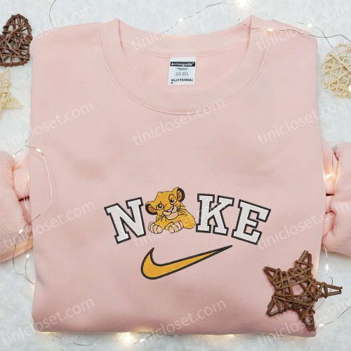 Simba x Nike Cartoon Embroidered Sweatshirt Disney Characters Shirt Custom Embroidered Shirt