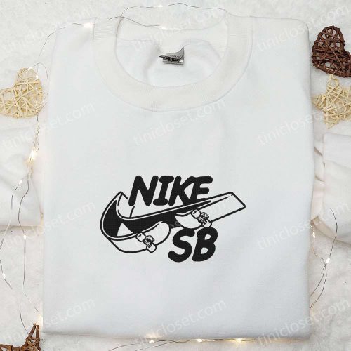 Skateboard x Swoosh Embroidered Sweatshirt: B Gift for Men Women Nike Inspired Shirt Ideal Family Gift