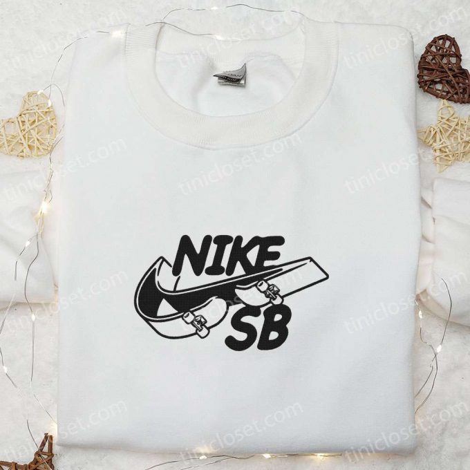 Skateboard X Swoosh Embroidered Sweatshirt: B Gift For Men Women Nike Inspired Shirt Ideal Family Gift