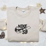 Skateboard x Swoosh Embroidered Sweatshirt: B Gift for Men Women Nike Inspired Shirt Ideal Family Gift