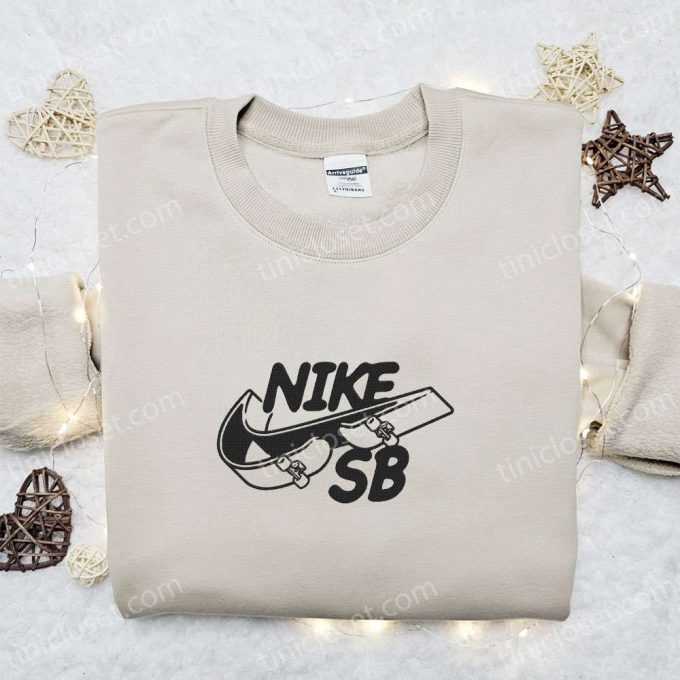 Skateboard X Swoosh Embroidered Sweatshirt: B Gift For Men Women Nike Inspired Shirt Ideal Family Gift