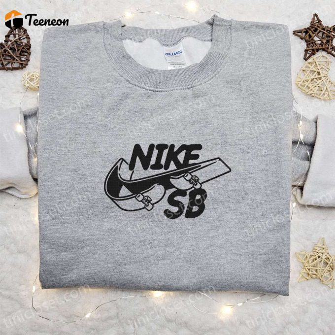 Skateboard X Swoosh Embroidered Sweatshirt: B Gift For Men Women Nike Inspired Shirt Ideal Family Gift