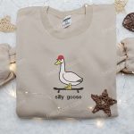 Skateboarding Silly Goose Embroidered Shirt – Animal & Cute D Gift for Men Women