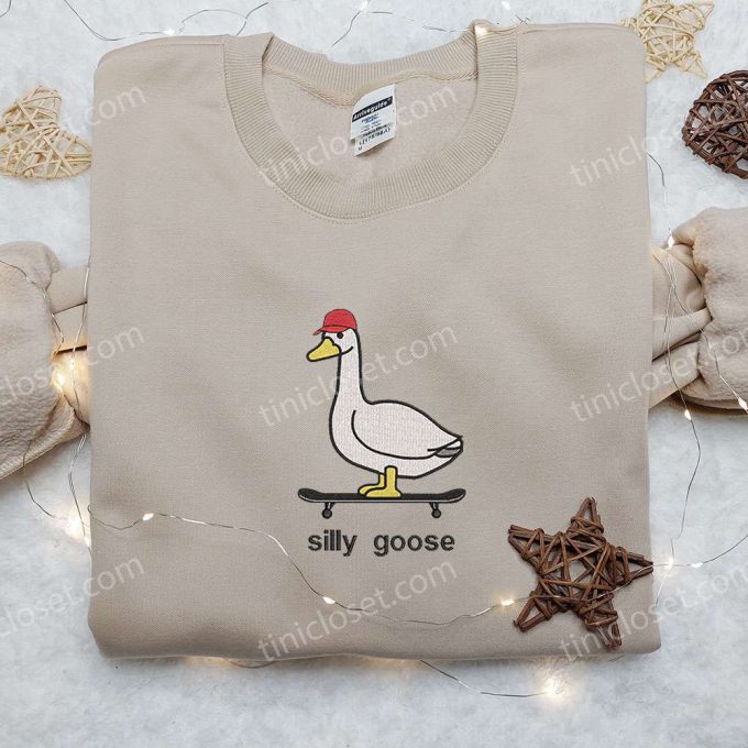 Skateboarding Silly Goose Embroidered Shirt – Animal &Amp; Cute D Gift For Men Women