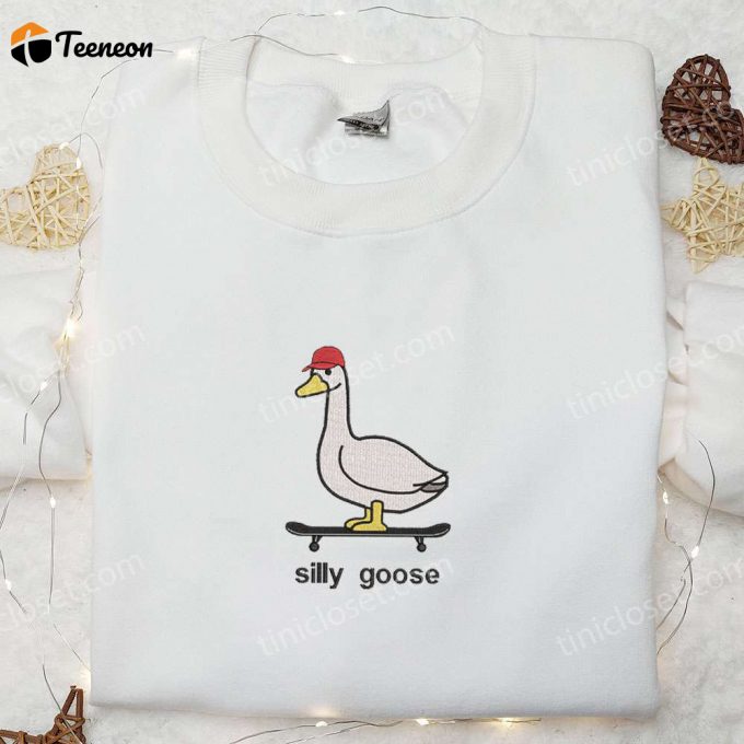 Skateboarding Silly Goose Embroidered Shirt – Animal &Amp;Amp; Cute D Gift For Men Women