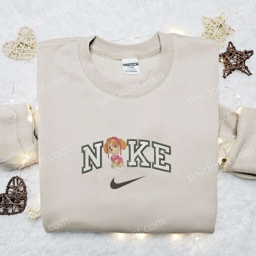 Skye x Nike Cartoon Embroidered Sweatshirt & Paw Patrol Shirt: B Gift for Men Women Family Gift Ideas